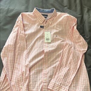 Vineyard Vines Men's Pink Checkered Button Down Shirt